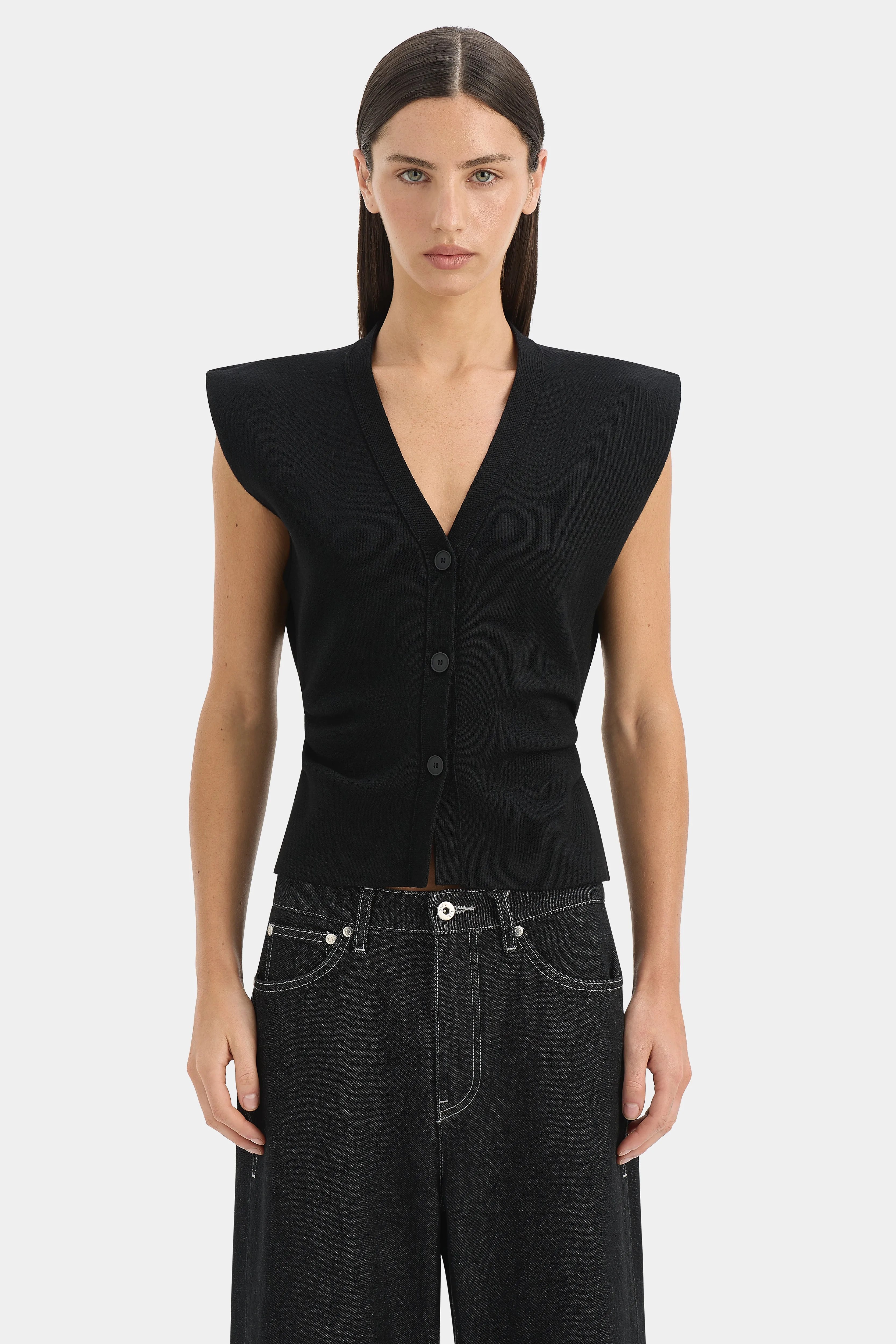 Ayana Gathered Vest sold by SIR the label