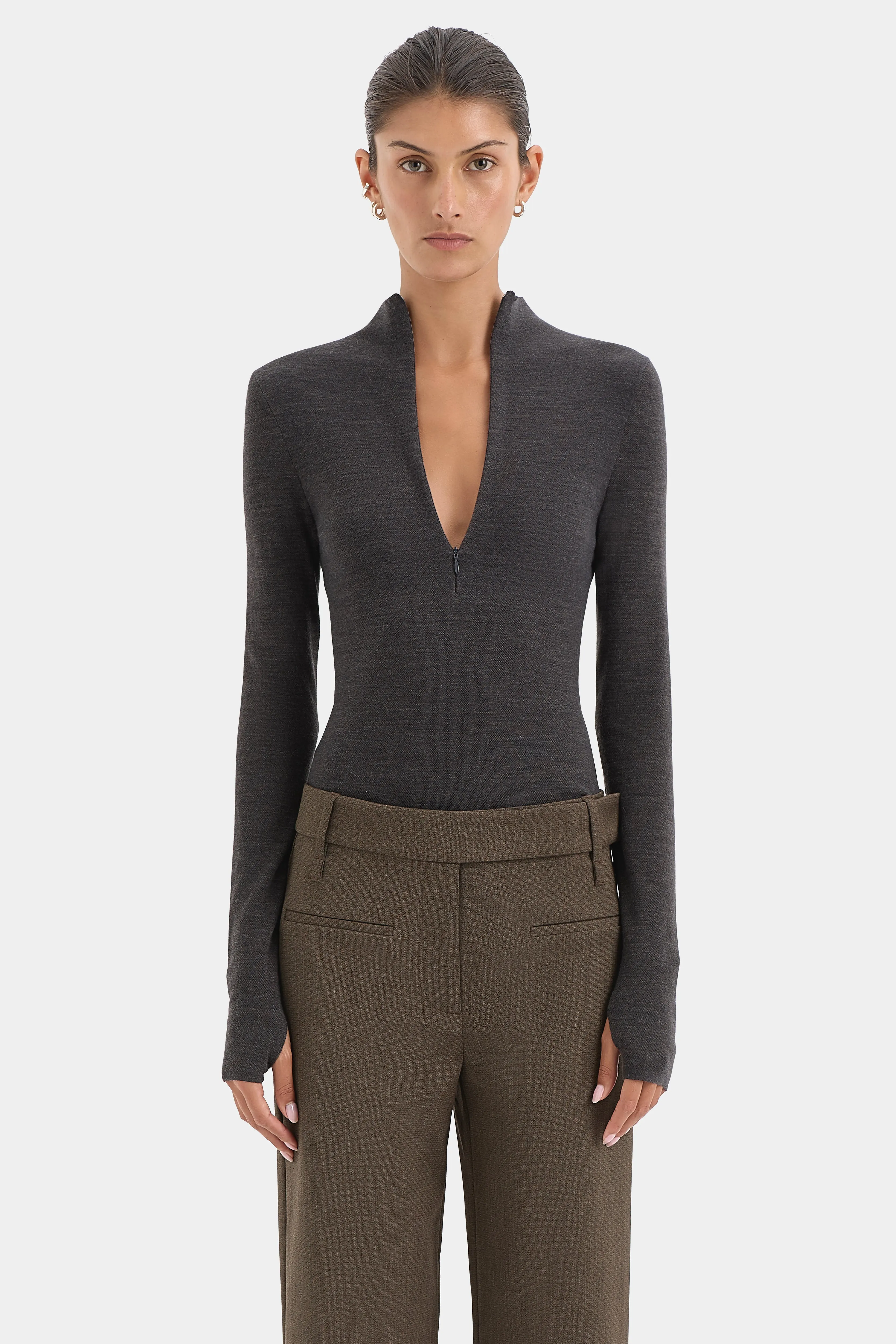 Mikkel Zip Long Sleeve Top sold by SIR the label