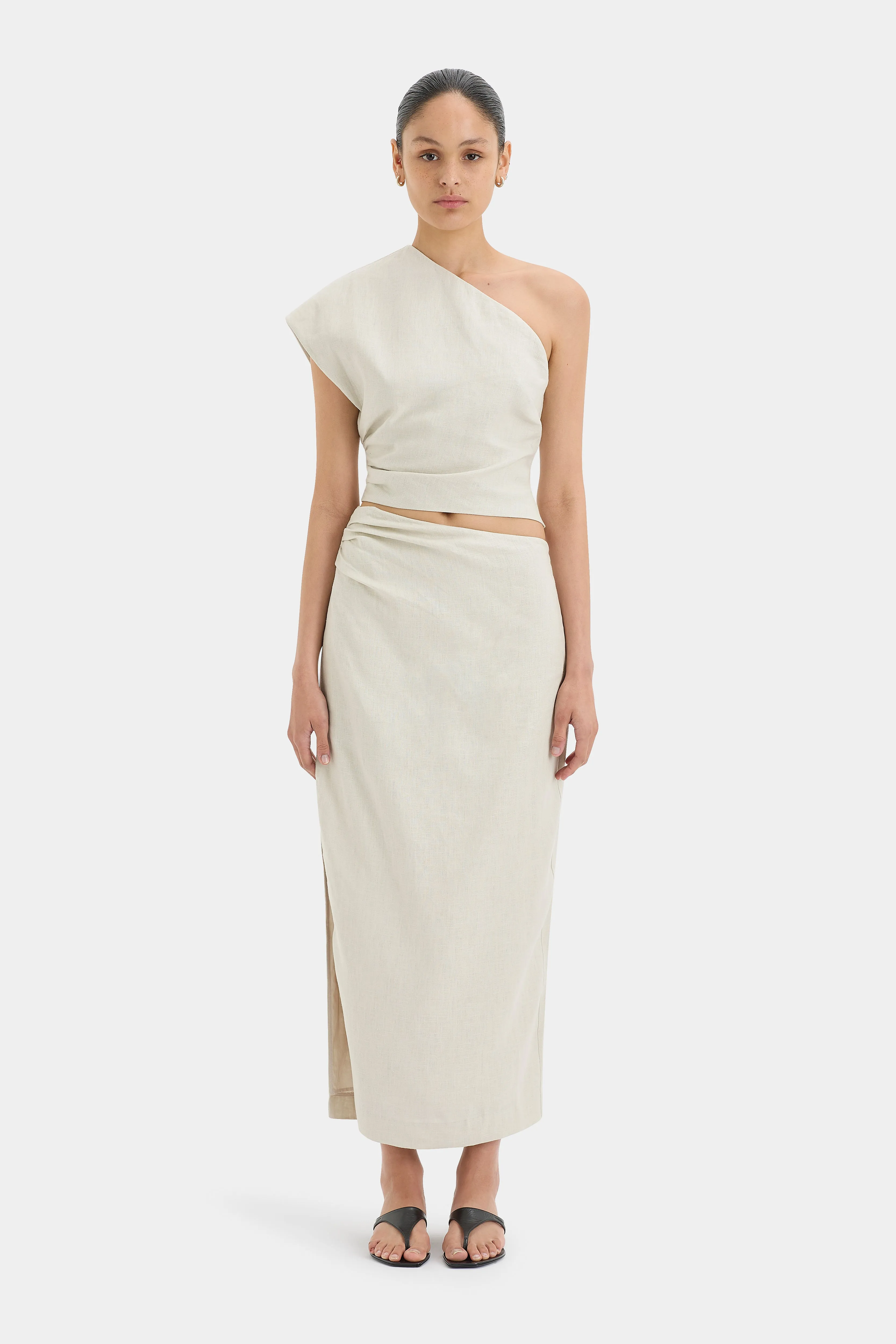 Affogato Asymmetric Midi Skirt sold by SIR the label