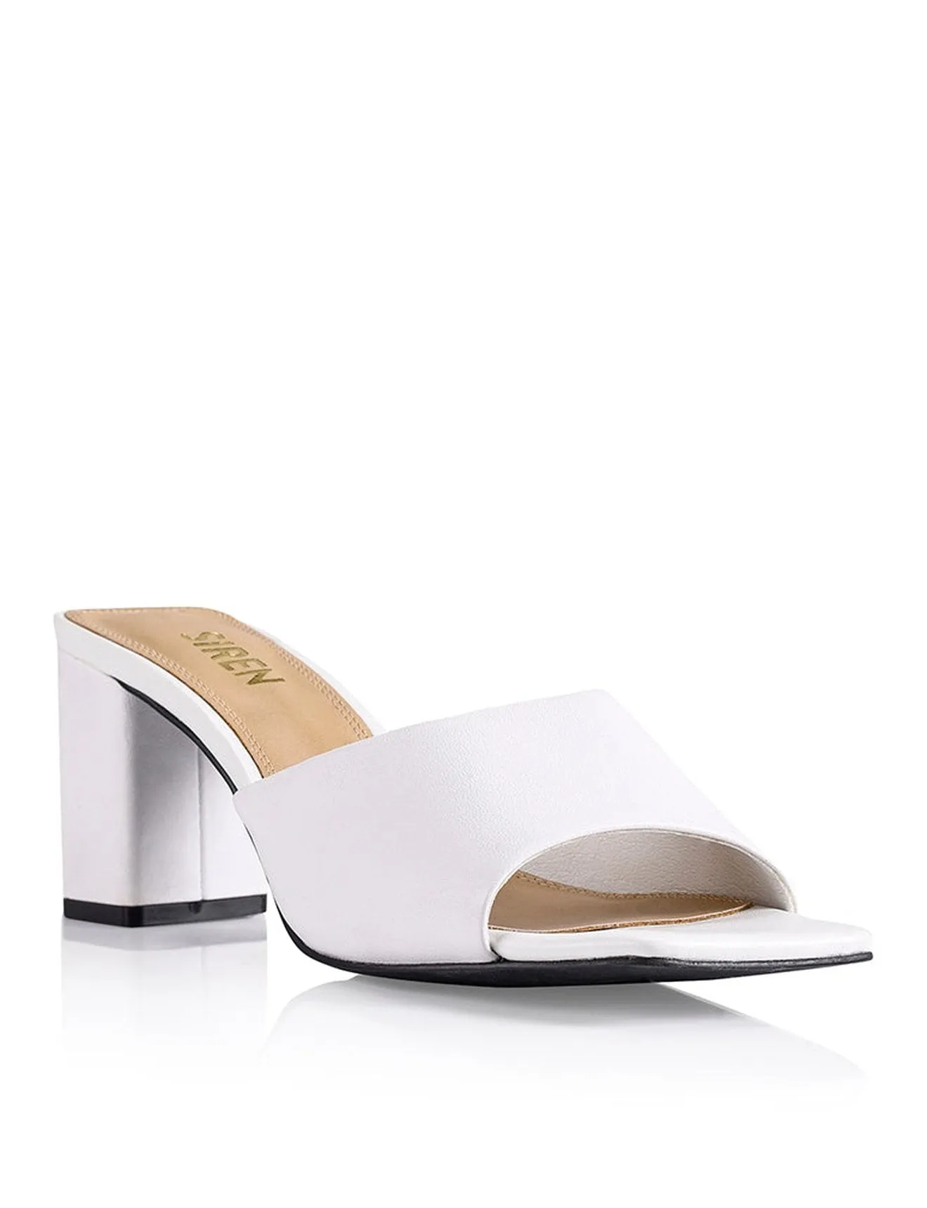 Teepee Block Heel Mules - White Leather sold by Siren Shoes product image thumbnail 2