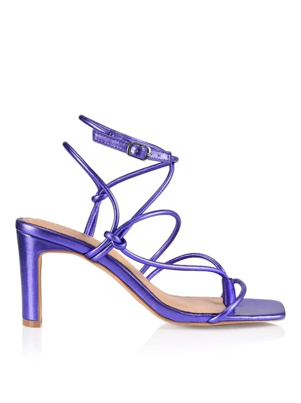 Kilby Block Heel Sandals - Purple Metallic Leather sold by Siren Shoes