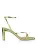Kandice Block Heel Sandals - Lime Green Metallic Leather sold by Siren Shoes