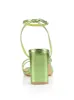 Kandice Block Heel Sandals - Lime Green Metallic Leather sold by Siren Shoes