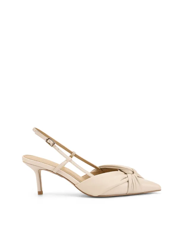 Yonder Slingback Kitten Heels - Bone Leather sold by Siren Shoes
