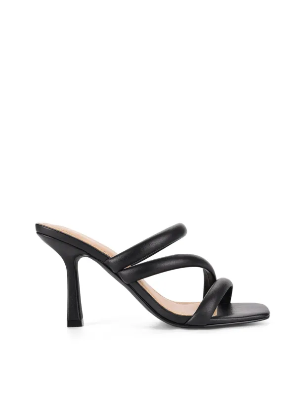 Spence Heeled Sandals - Black Leather sold by Siren Shoes