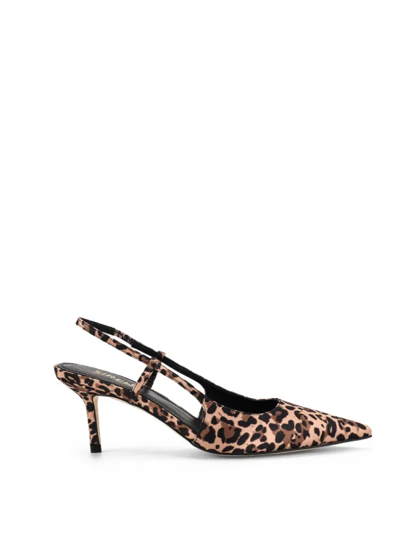 Yohana Heeled Slingback - Leopard Satin sold by Siren Shoes