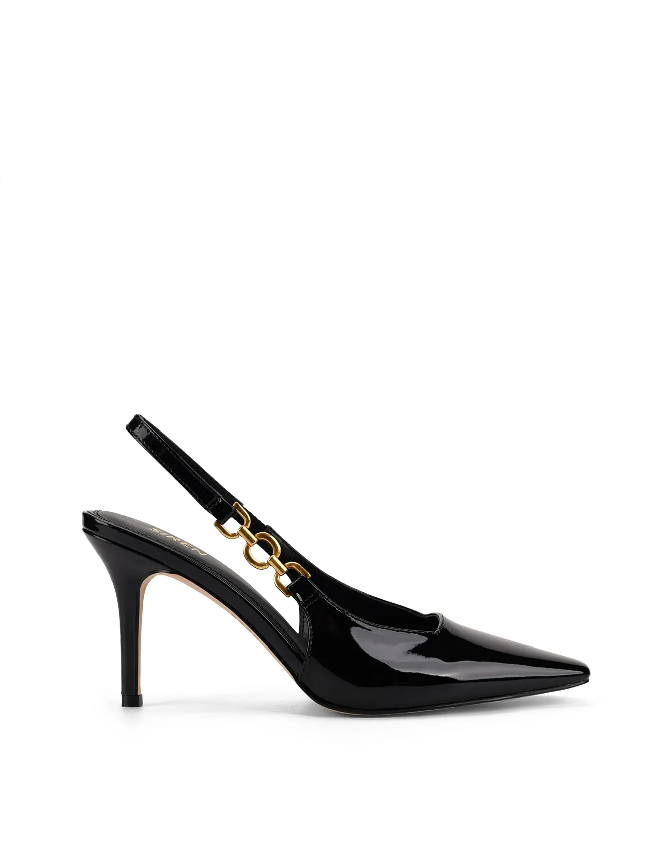 Venus Slingback Stiletto Heels - Black Patent Leather sold by Siren Shoes