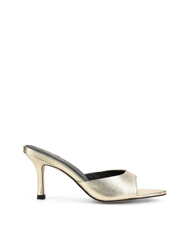 Margot Point Toe Mules - Gold Metallic Leather sold by Siren Shoes
