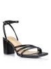 Tessie Block Heel Sandals - Black Leather sold by Siren Shoes