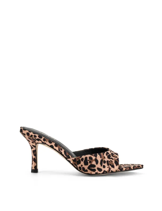 Margot Point Toe Mules - Leopard Satin sold by Siren Shoes