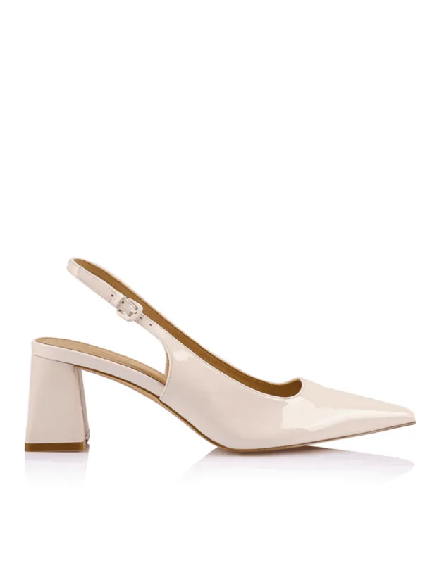 Yarra Pointed Toe Slingbacks - Chalk Patent Leather sold by Siren Shoes