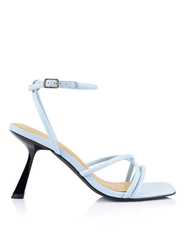 Spruce Heeled Sandals - Pale Blue Leather sold by Siren Shoes