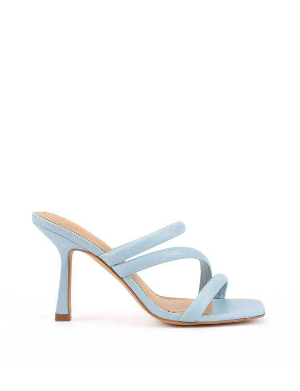 Spence Heeled Sandals - Pale Blue Leather sold by Siren Shoes