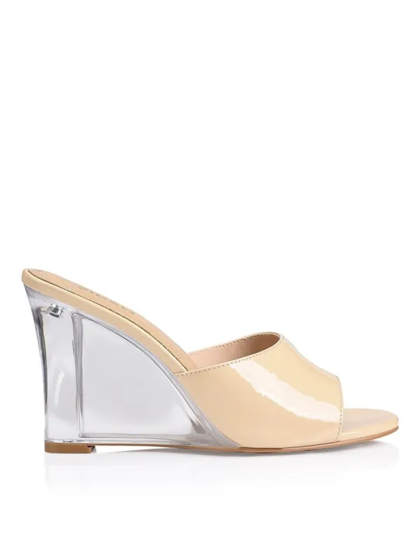 Bear Clear Wedge Heels - Nude Patent sold by Siren Shoes