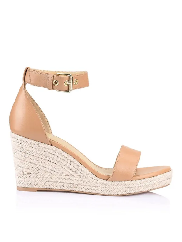 Reign II Wedge Sandals - Soft Tan Leather sold by Siren Shoes