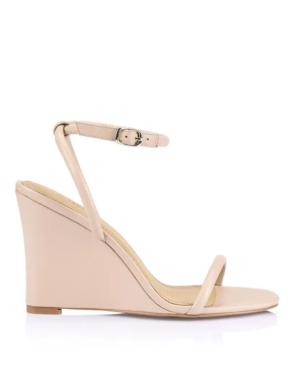 Bebe Wedge Sandals - Nude Leather sold by Siren Shoes