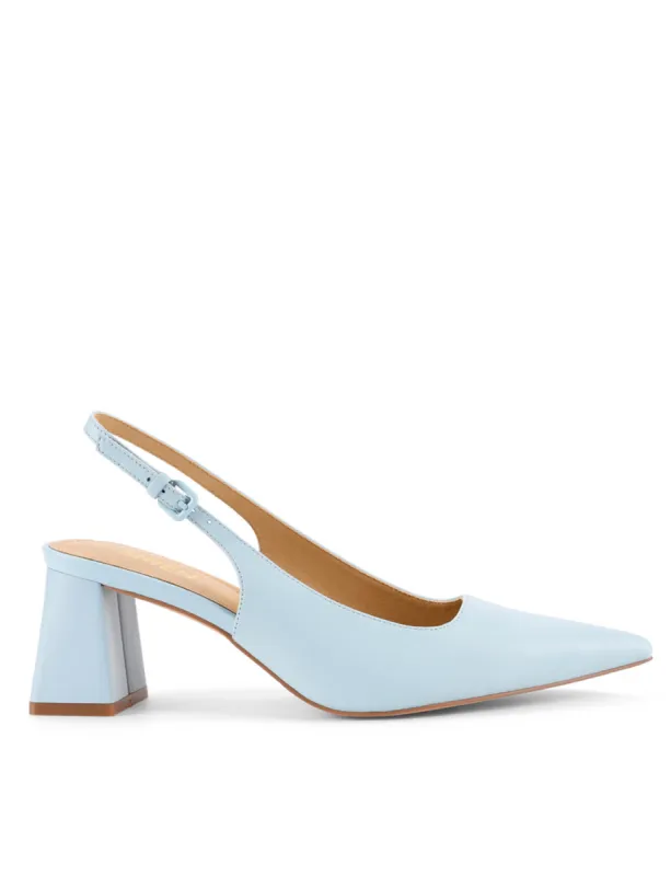 Yarra Pointed Toe Slingbacks - Pale Blue Leather sold by Siren Shoes
