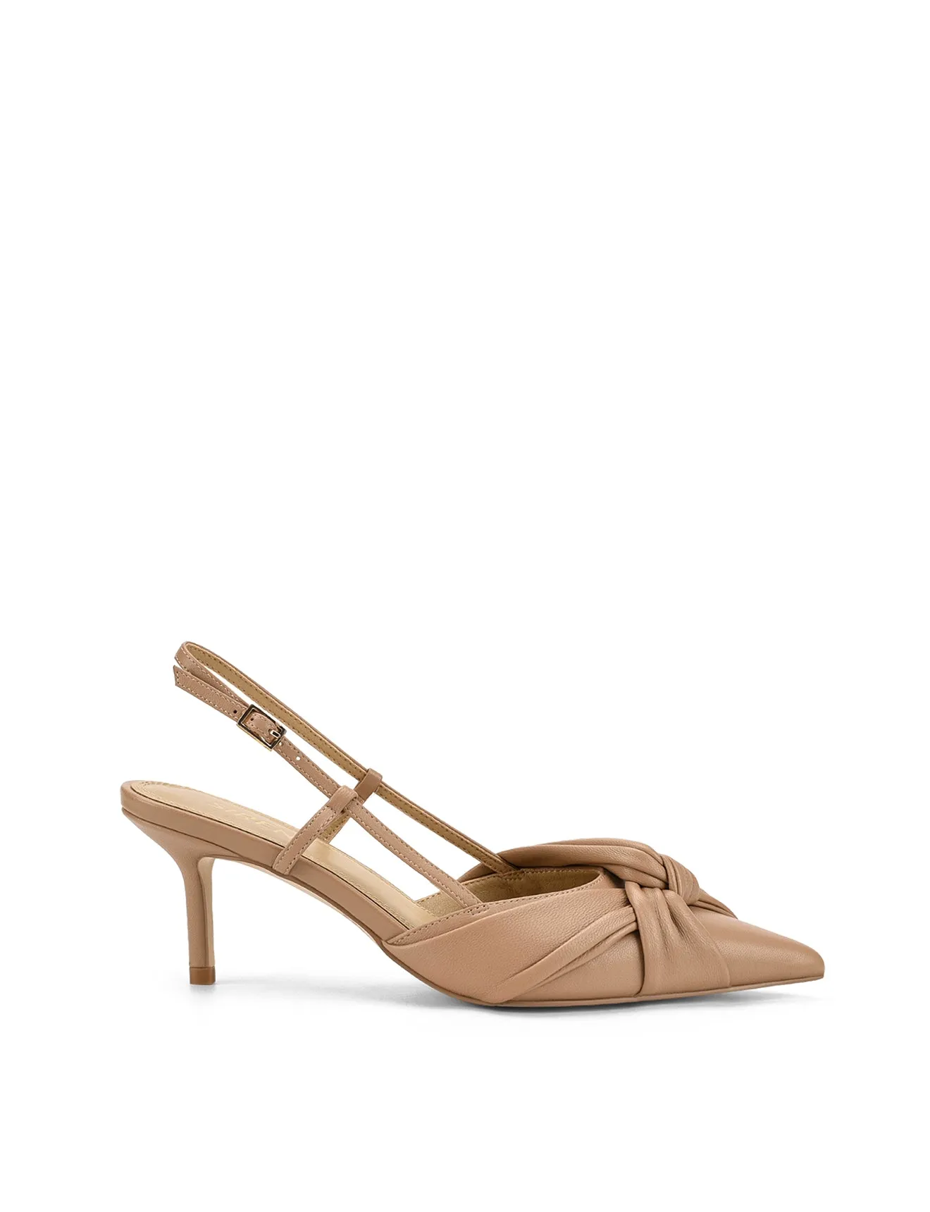 Yonder Slingback Kitten Heels - Almond Tan Leather sold by Siren Shoes