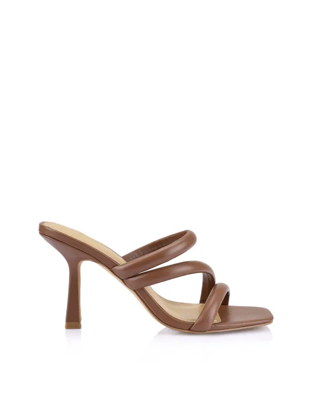 Spence Heeled Sandals - Cinnamon Leather sold by Siren Shoes
