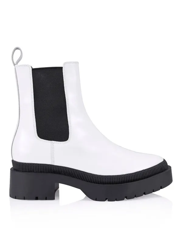 Orielly Combat Chunky Boots - Chalk Box Kid Leather sold by Siren Shoes
