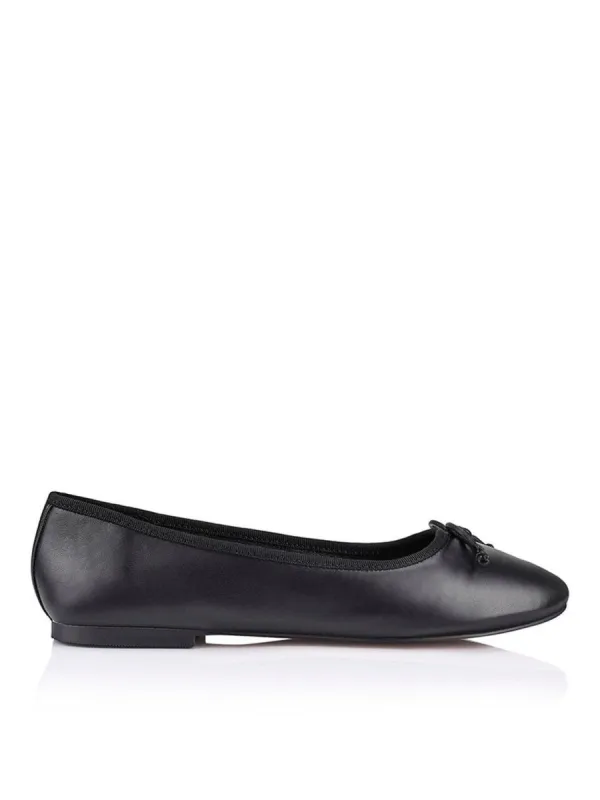 Ballet Flats - Black Leather sold by Siren Shoes