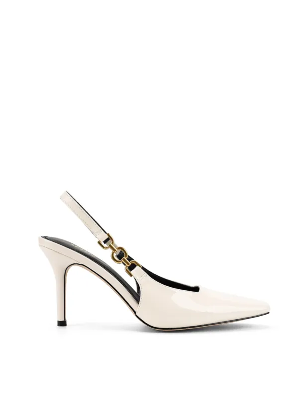 Venus Slingback Stiletto Heels - Chalk White Patent Leather sold by Siren Shoes