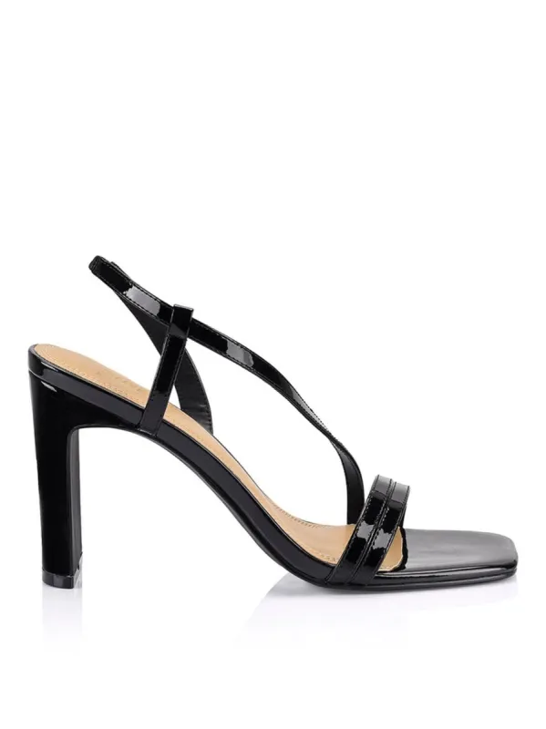 Kamino Heeled Sandals - Black Patent Leather sold by Siren Shoes