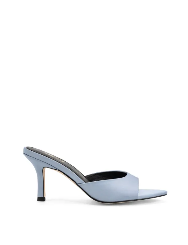 Margot Point Toe Mules - Blue Satin sold by Siren Shoes
