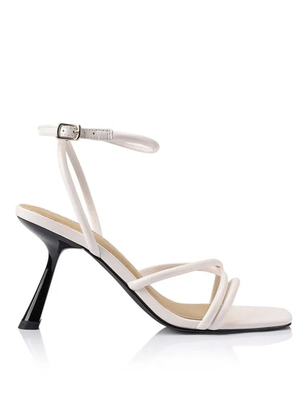 Spruce Heeled Sandals - Chalk Leather sold by Siren Shoes