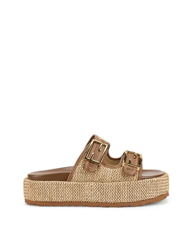 Aphrodite Woven Flatforms - Natural Weave/Tan sold by Siren Shoes