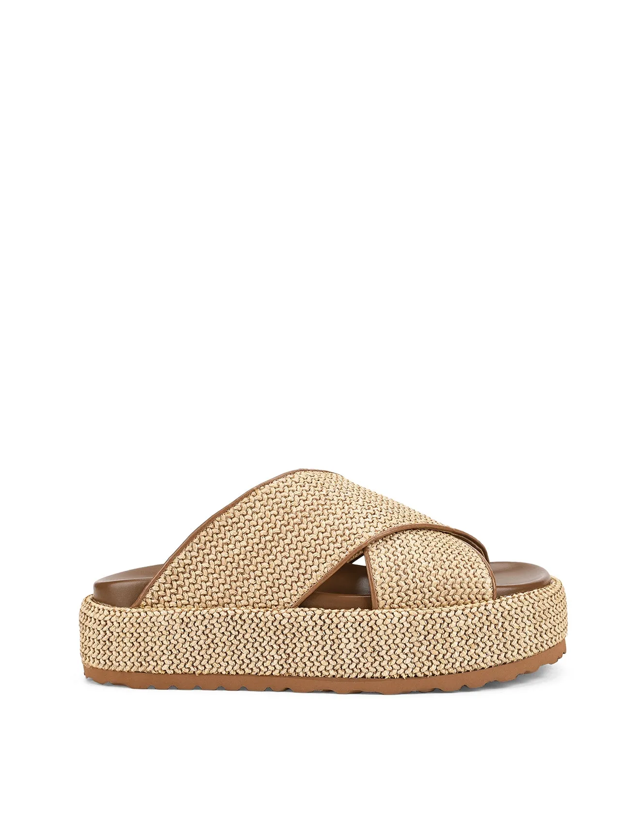 April Flatform Sandals - Natural Weave & Tan sold by Siren Shoes