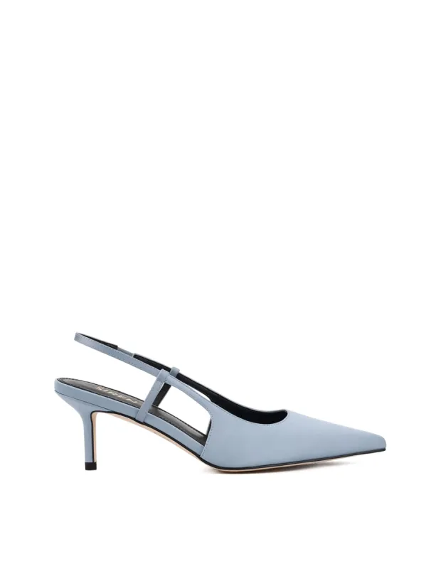 Yohana Heeled Slingback - Blue Satin sold by Siren Shoes