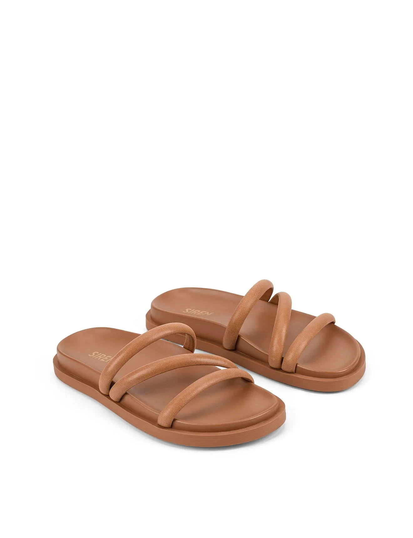 Lane Strappy Footbed Slides - Tan Leather sold by Siren Shoes product image thumbnail 2