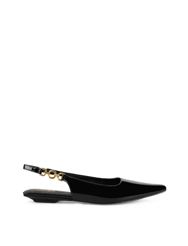 Alana Slingback Flats  - Black Patent Leather sold by Siren Shoes