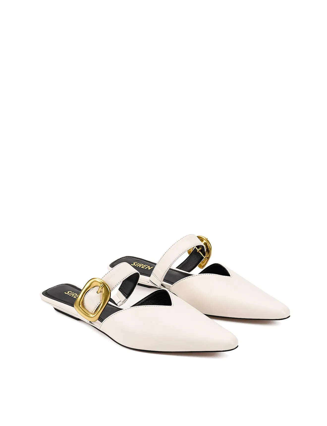 Allegra Close Toe Buckle Slide - Chalk White Leather sold by Siren Shoes product image thumbnail 2