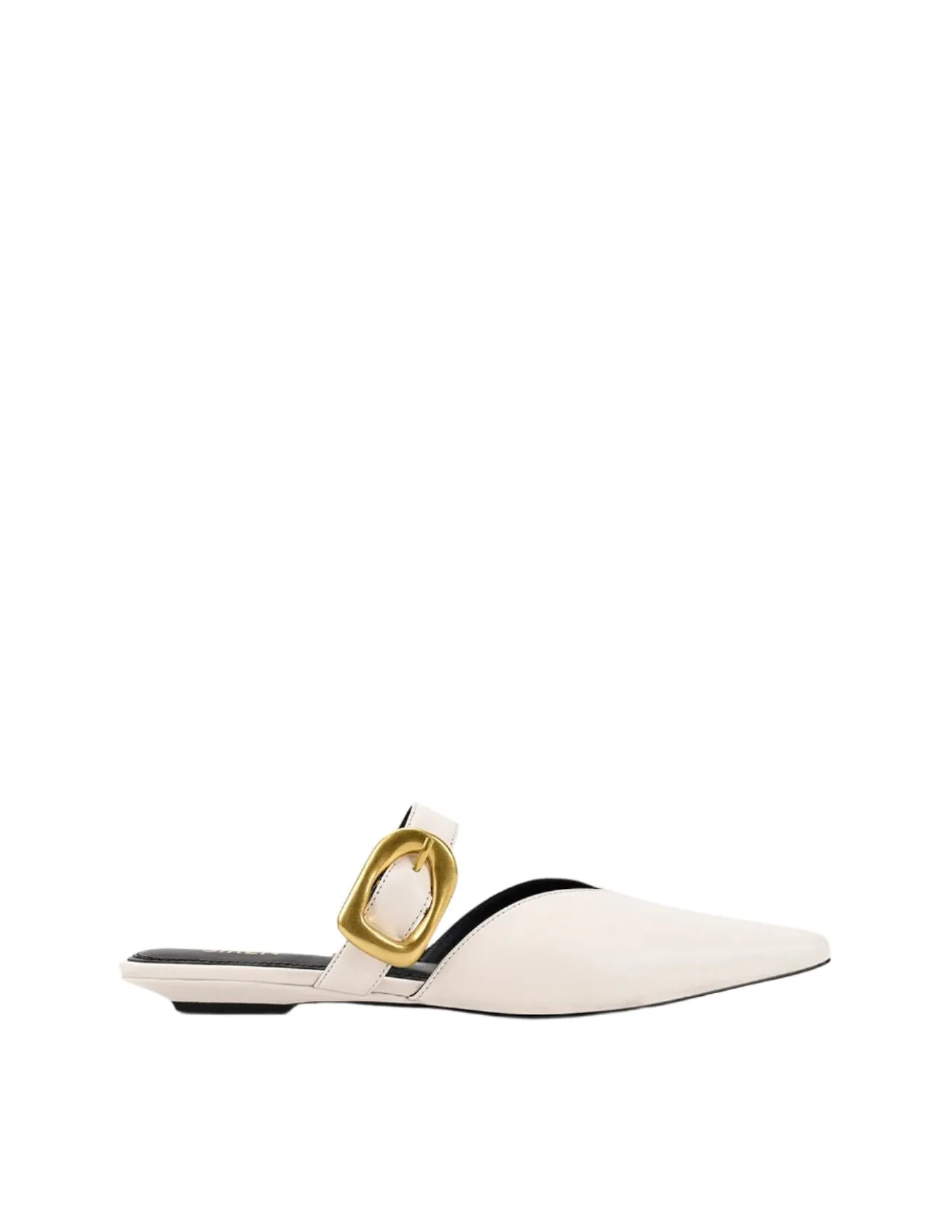 Allegra Close Toe Buckle Slide - Chalk White Leather sold by Siren Shoes