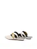Allegra Close Toe Buckle Slide - Chalk White Leather sold by Siren Shoes
