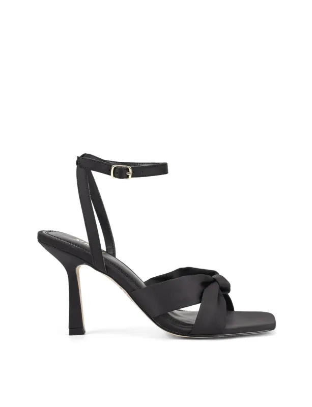 Spring Knot Sandals - Black Satin sold by Siren Shoes