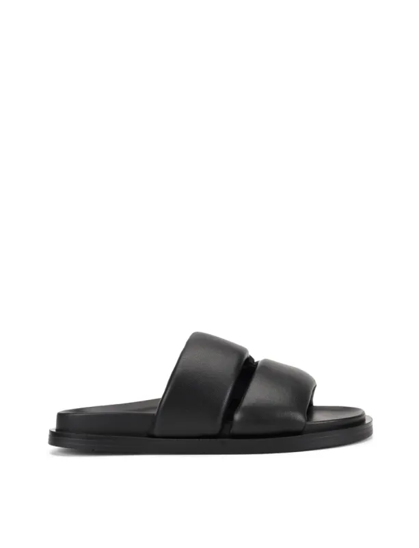 Lacey Footbed Sandals - Black Leather sold by Siren Shoes