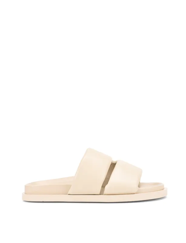 Lacey Footbed Sandals - Beige Leather sold by Siren Shoes