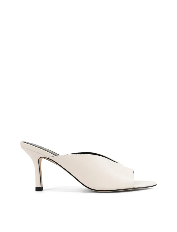 Mabel Point Toe Mules - Chalk White Leather sold by Siren Shoes