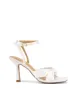 Spring Knot Sandals - Ivory White Satin sold by Siren Shoes