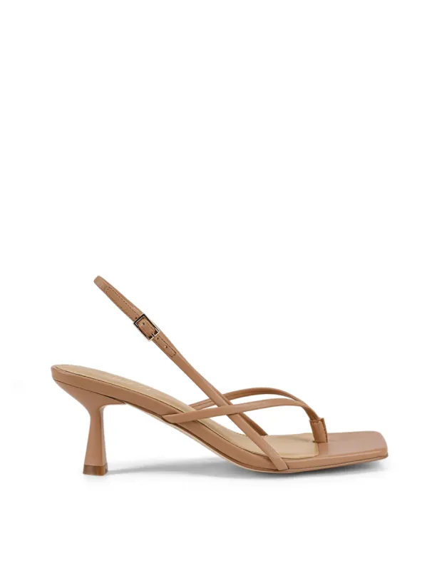 Santorini Strappy Thong Sandal - Almond Tan Leather sold by Siren Shoes