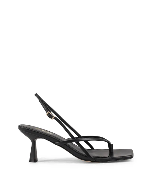 Santorini Strappy Thong Sandal - Black Leather sold by Siren Shoes