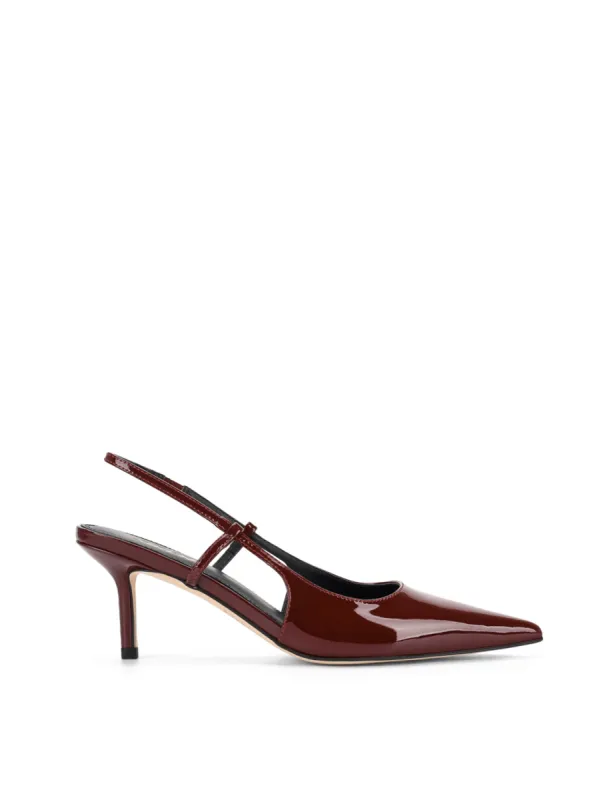 Yohana Heeled Slingback - Wine Patent Leather sold by Siren Shoes