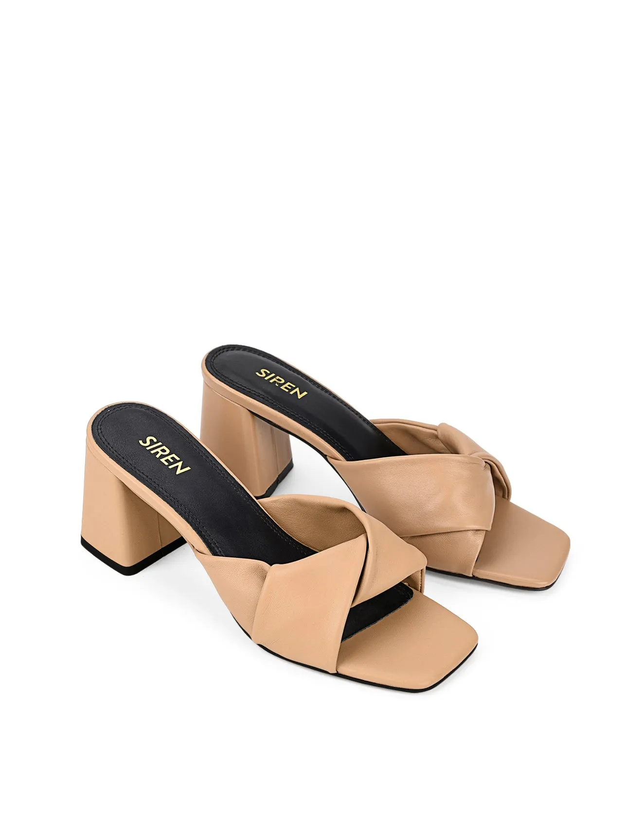 Story Block Heel Mules - Almond Tan Leather sold by Siren Shoes product image thumbnail 2