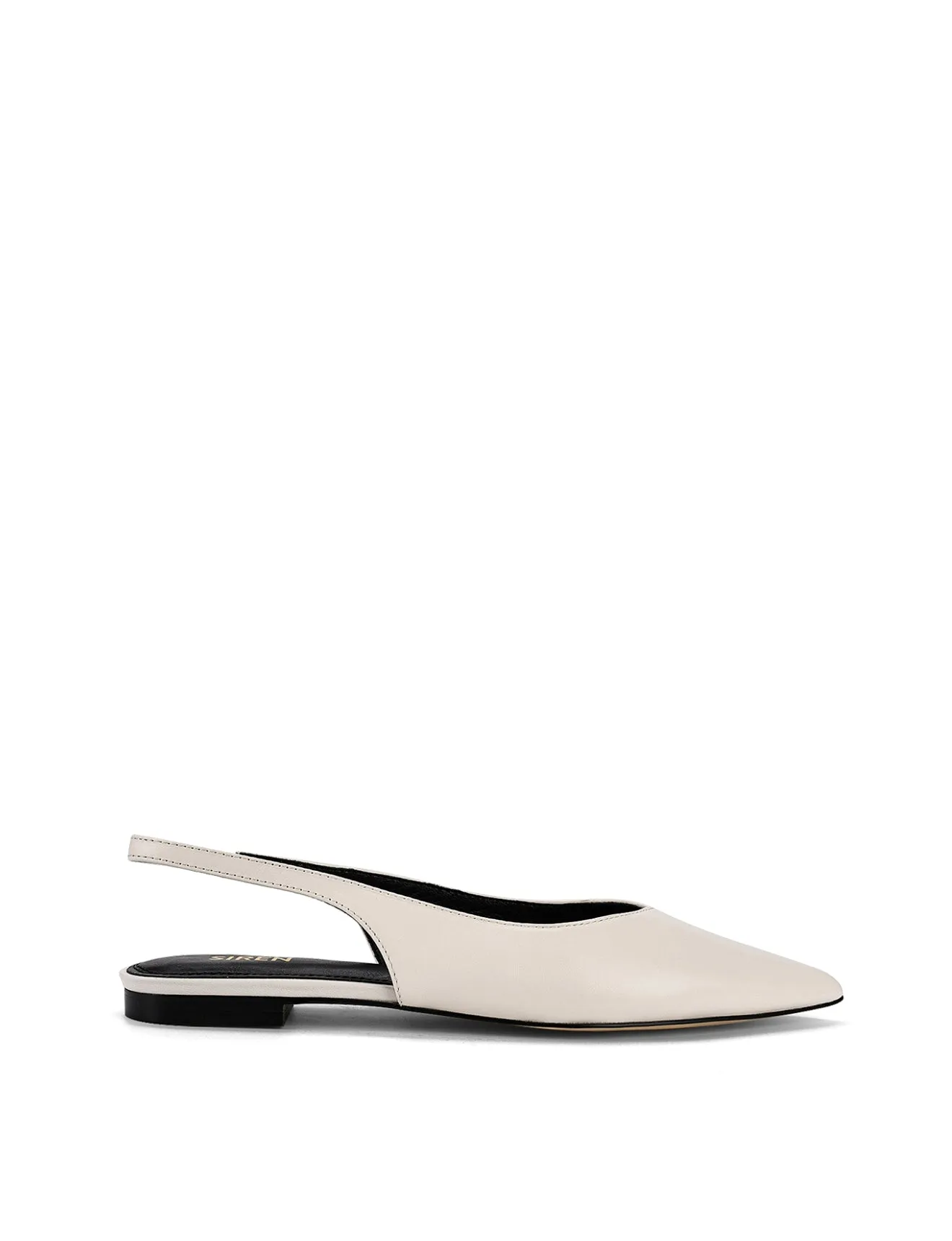 Lorie Slingback Flats - Chalk White Leather sold by Siren Shoes