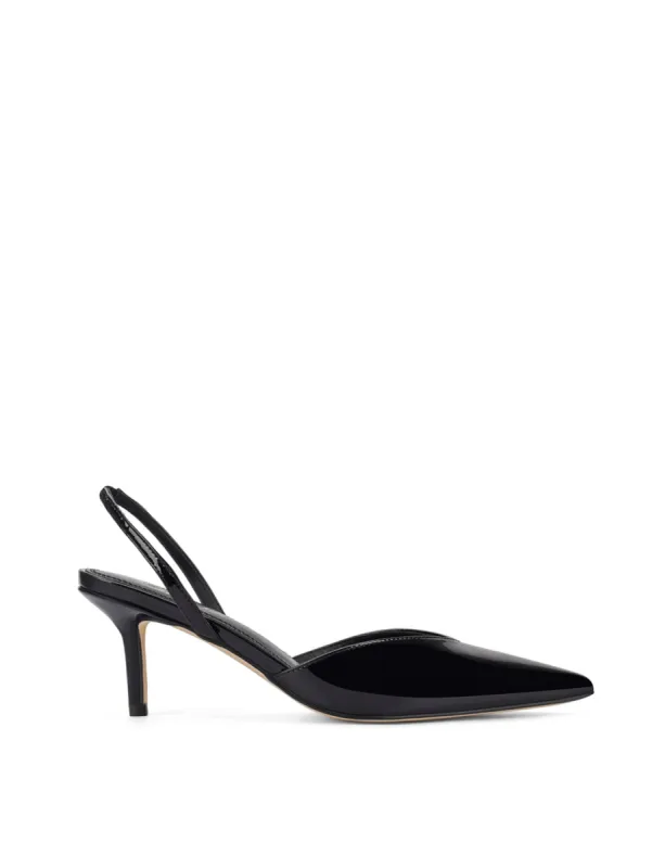 Yoco Slingback Kitten Heels - Black Patent Leather sold by Siren Shoes