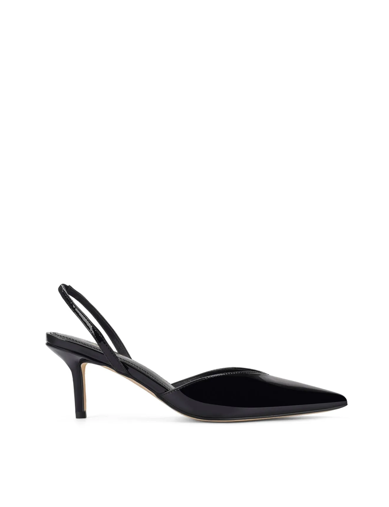 Yoco Slingback Kitten Heels - Black Patent Leather sold by Siren Shoes