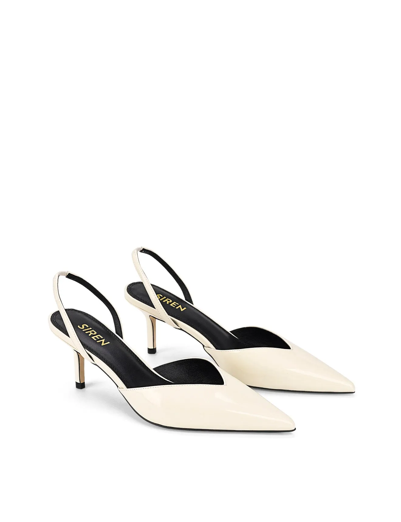 Yoco Slingback Kitten Heels - Chalk White Patent Leather sold by Siren Shoes product image thumbnail 2